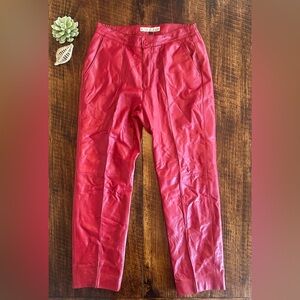 Excelled | Vintage Red Genuine Leather Straight Leg Pants